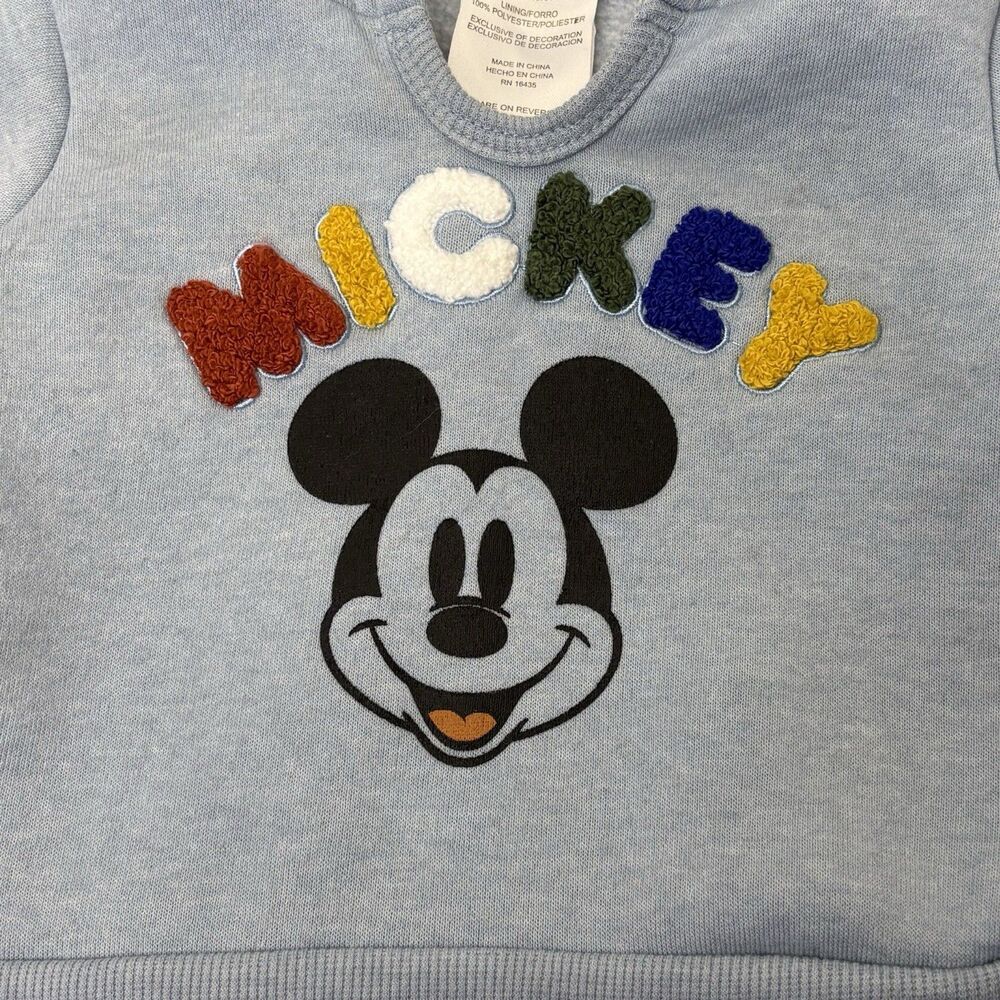 Disney Baby Mickey Blue Fleece Hooded Sweatshirt Size 3-6 Month - Picture 2 of 8